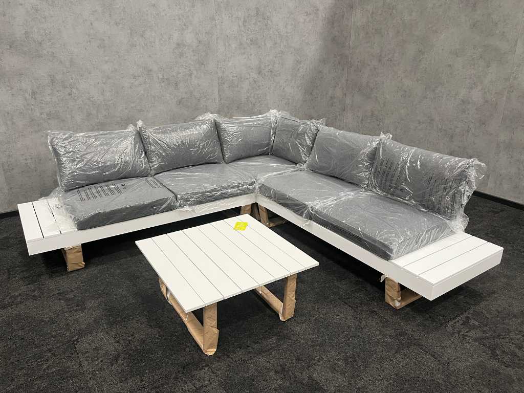 Vinci Alora - outdoor loungeset - wit aluminium, grijs