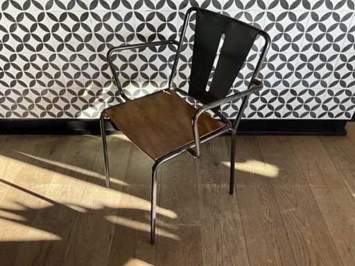 Satellite - Scaun de restaurant industrial cu cotiere (6x)