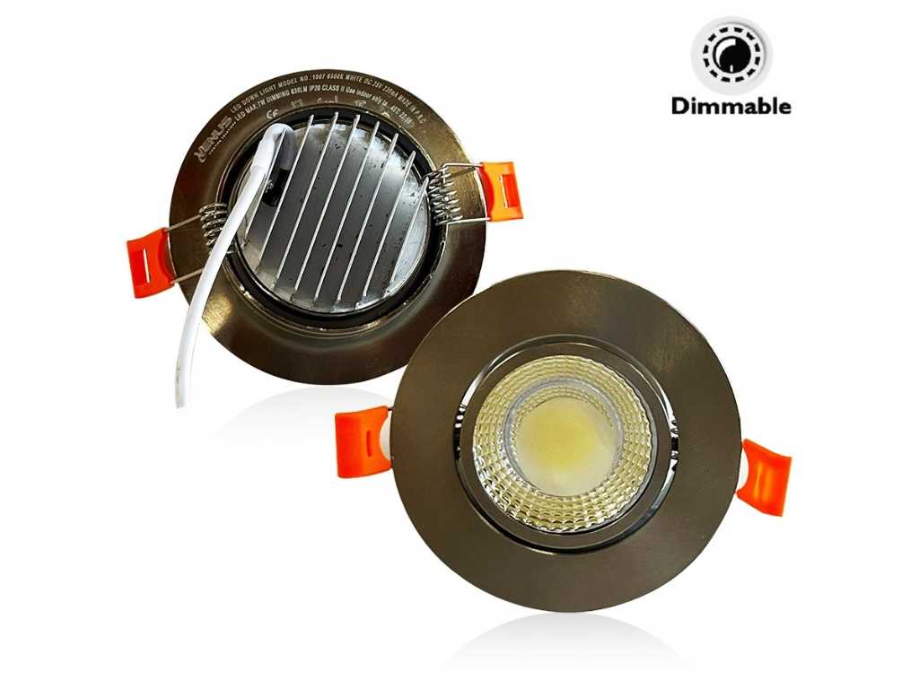 100 x Recessed spotlight - 7W - LED - silver - dimmable 3000K Warm white