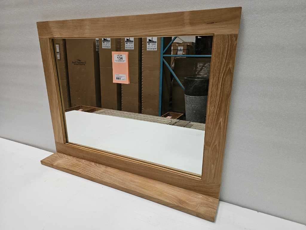 Essential Teck Miroir 90 x 3 x H70cm avec Étagère 