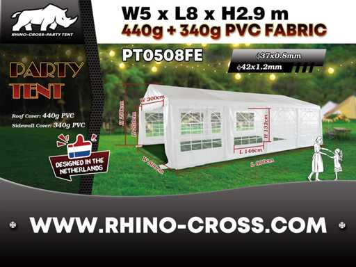 2025 Rhino-Cross-Party Tenda PT0508FE 5x8x2.9 Tenda per feste