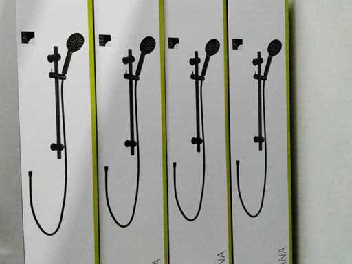 Black shower rail set with hand shower (4x)