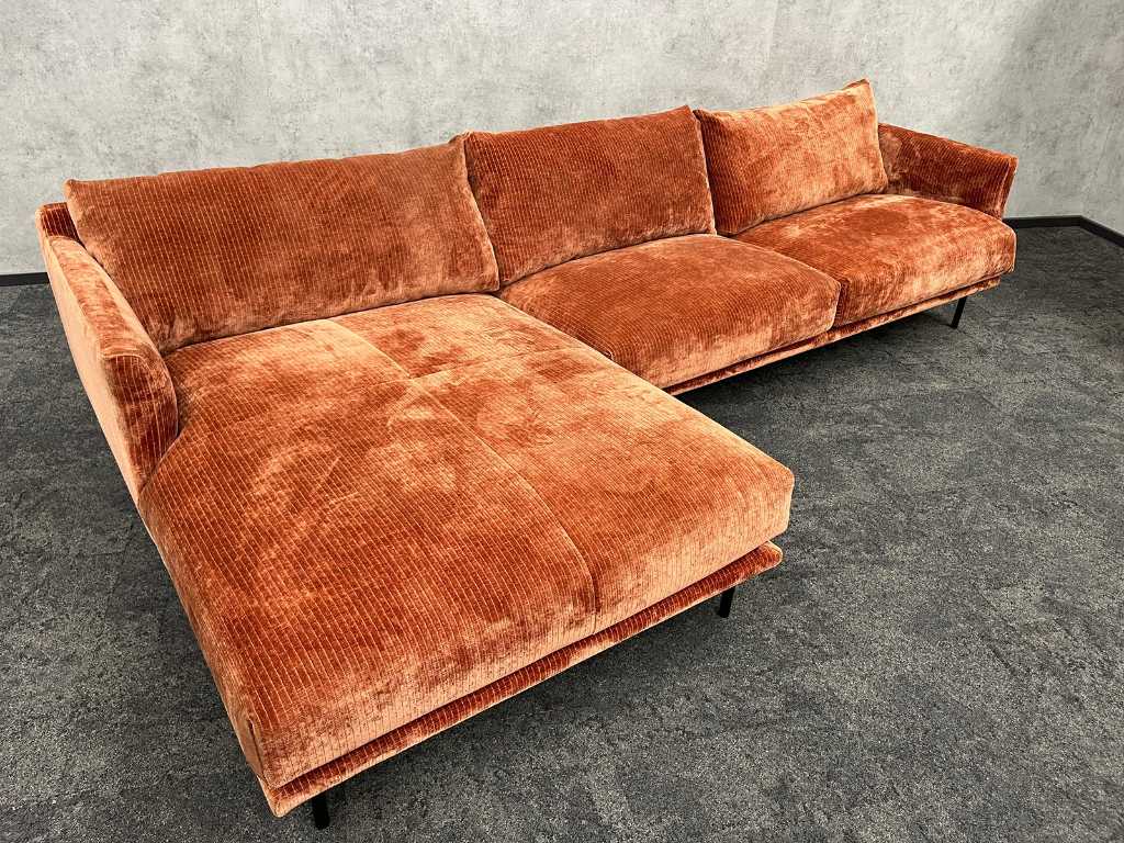 Chicago - Ecksofa mit Chaiselongue - unbenutzt - rostfarbener gerippter Stoff