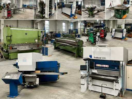 Sheet metal processing equipment including Trumpf CNC machines, welding technology, compressor and workshop equipment