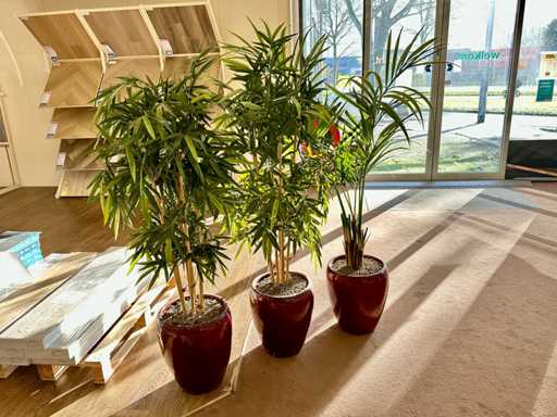 Sztuczna roślina bambusowa w kamiennej doniczce (3x)