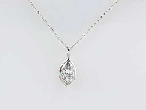 Collana in oro bianco 14 nudi con ciondolo da 2,09 ct con diamante coltivato in laboratorio