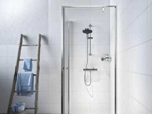 Porte battante en acier inoxydable à contour de peau d’étanchéité avec mur latéral 90x90x200cm