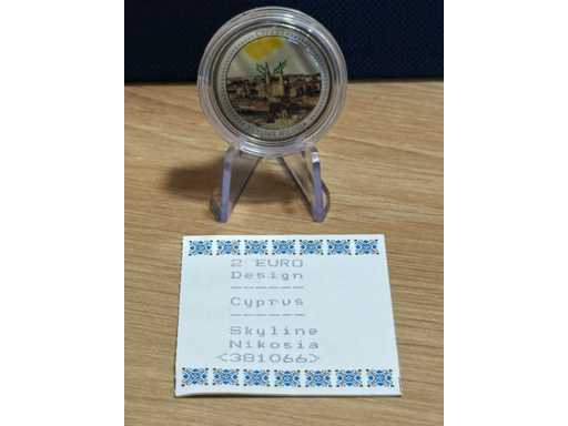 2 Euro Kolor Cypryjskiej panoramy Nikozja