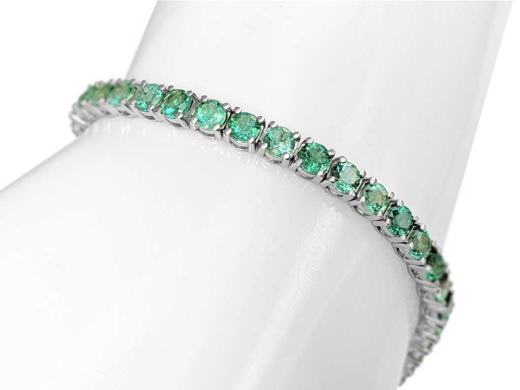 Luxury Tennis Bracelet Natural Green Emerald 7.18 carat
