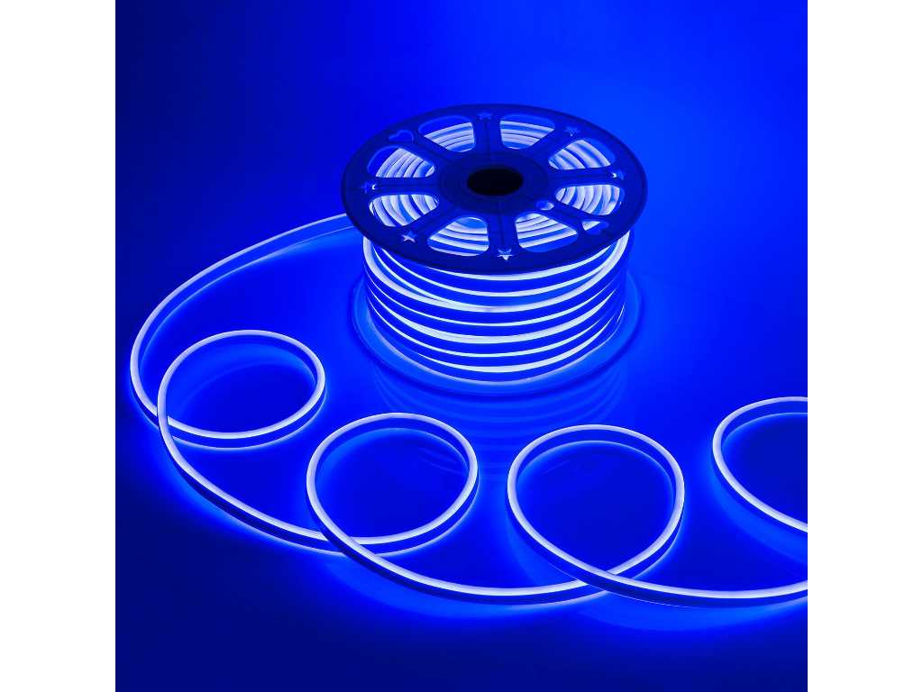 1 x 50 meter neon LED strip - Blauw - waterdicht - dubbelzijdig - 8W/M 