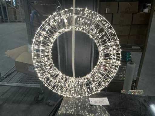 Couronne de fête 38cm avec LED 960 avec minuterie IP44, fil métallique anneau de couleur (37x)