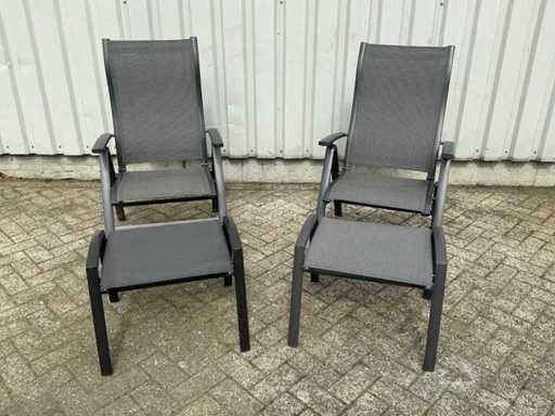 Krzesło ogrodowe z podnóżkiem (2x)