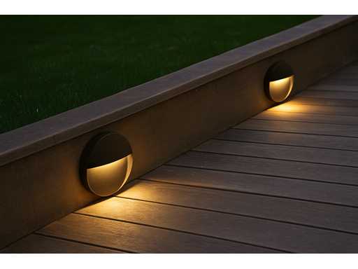 10 x Inbouw Ronde LED Trapverlichting – 6W – 540 lm – 3500K Neutraal Wit – Zwart – IP54 Waterdicht – (S-22R) 