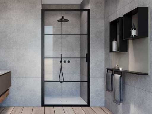 Porta doccia Marzena Bellini 80x200 nera opaca anti-lime SW491678