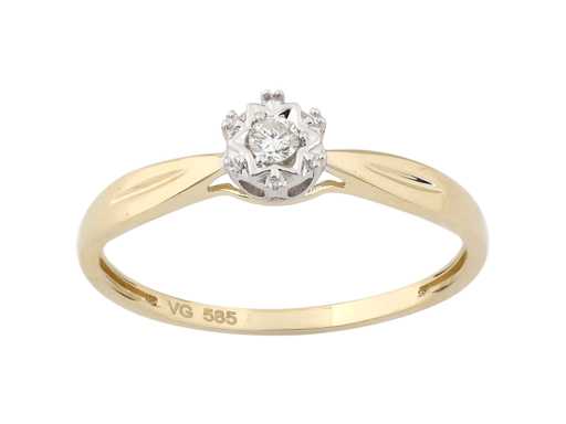 9 KT Yellow Gold Ring With Natural Diamond