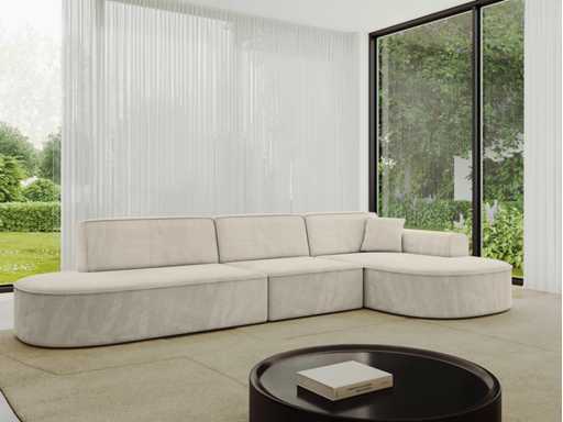 Canapé d'angle droit - velours beige