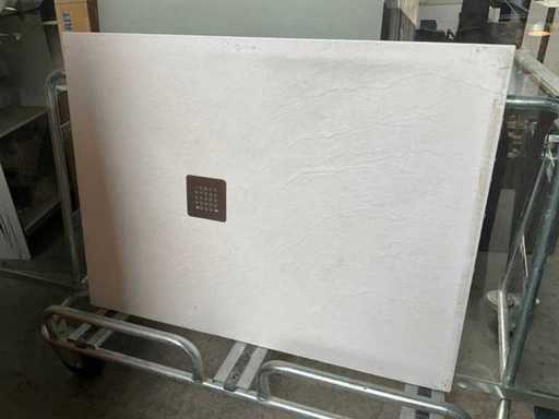 Arblu Duschschale 90x120 mit steinfarbenem matten Weiß und Gitter