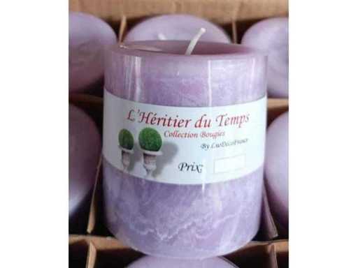 Juego de 12 velas nuevas redondas aromáticas con aroma a lavanda – L'Héritier du Temps – aprox. 6 x 4 cm