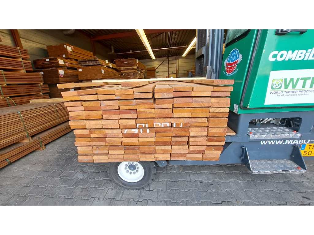Lames de bois dur en teck de Guyane 21x90mm, longueur 275cm (73x)