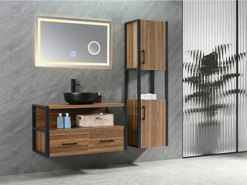 Meuble de salle de bain Modèle 2 chêne brun foncé 100 cm