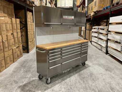 Stahlworks - Acier inoxydable Deluxe 72 pouces de haut - 15 tiroirs 191345 - Établi