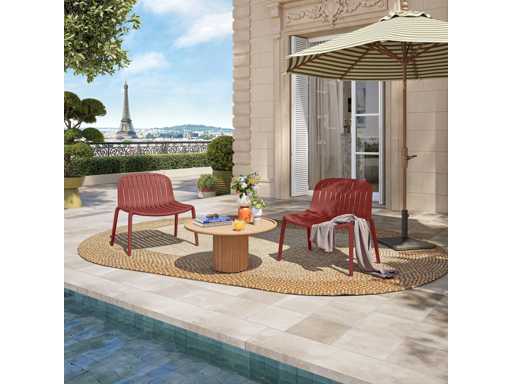 (x4) Polypropylene Garden Armchairs - Parma Red