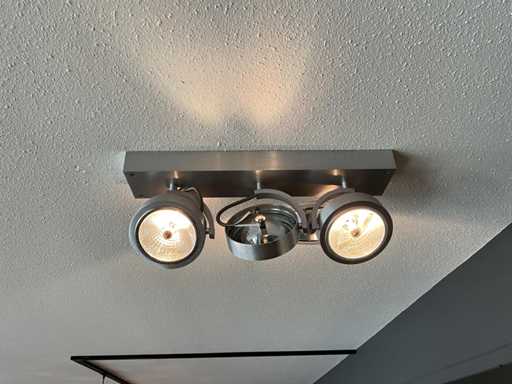 Aluminium Deckenleuchte mit 3 Spots (2x)