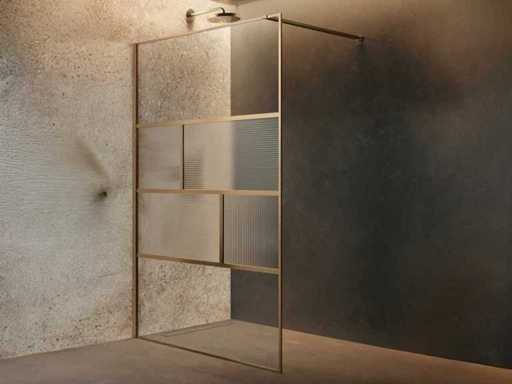 Novellini H Art HC Walk-in Shower 117-118.5x200 cm Brushed Gold Linea 1 Glass HARTHC120-92P