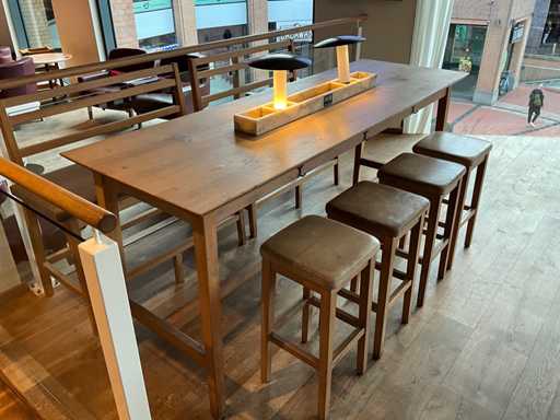 Hutten - Bartafel met 2 banken en 4 barkrukken