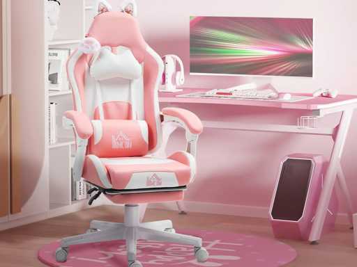 Gamestoel met kattenoren, verstelbare rugleuning