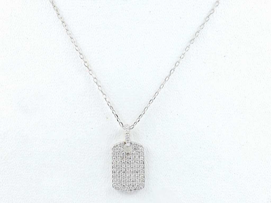 18 Kt White Gold Necklace With Natural Diamond Pendant