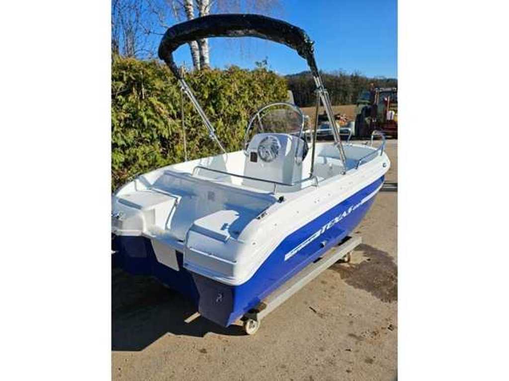 Texas 430, speciaal ontwerp in exterieur blauw, motorboot, vissersboot, vissersboot, plezierboot