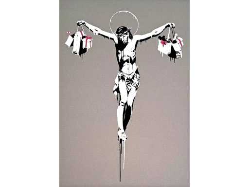 Litho Banksy 'Cristo con le borse della spesa'