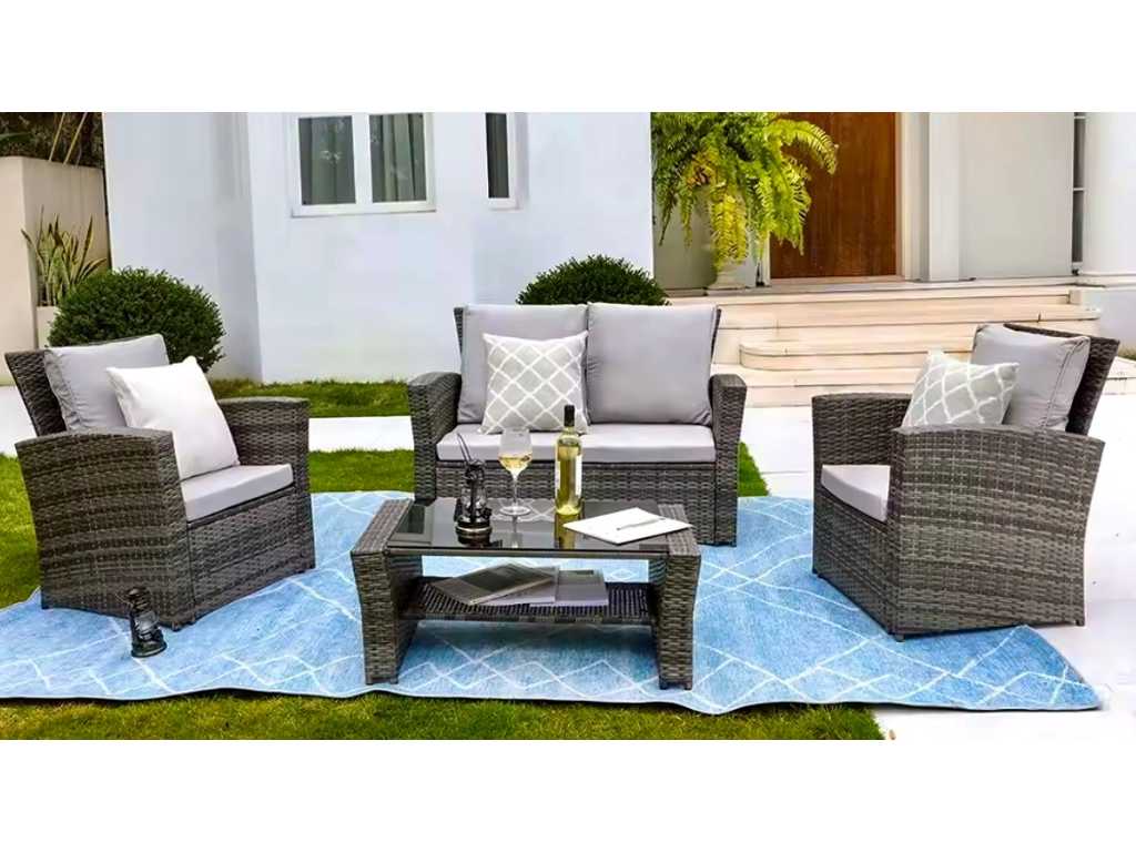 Sofa Set - Garden Furniture - 4 PCS OUTDOOR RATTAN 