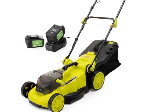 BARICUS 40 cm grasmaaier met 2 x 4,0 Ah batterijen en mulch-inzet