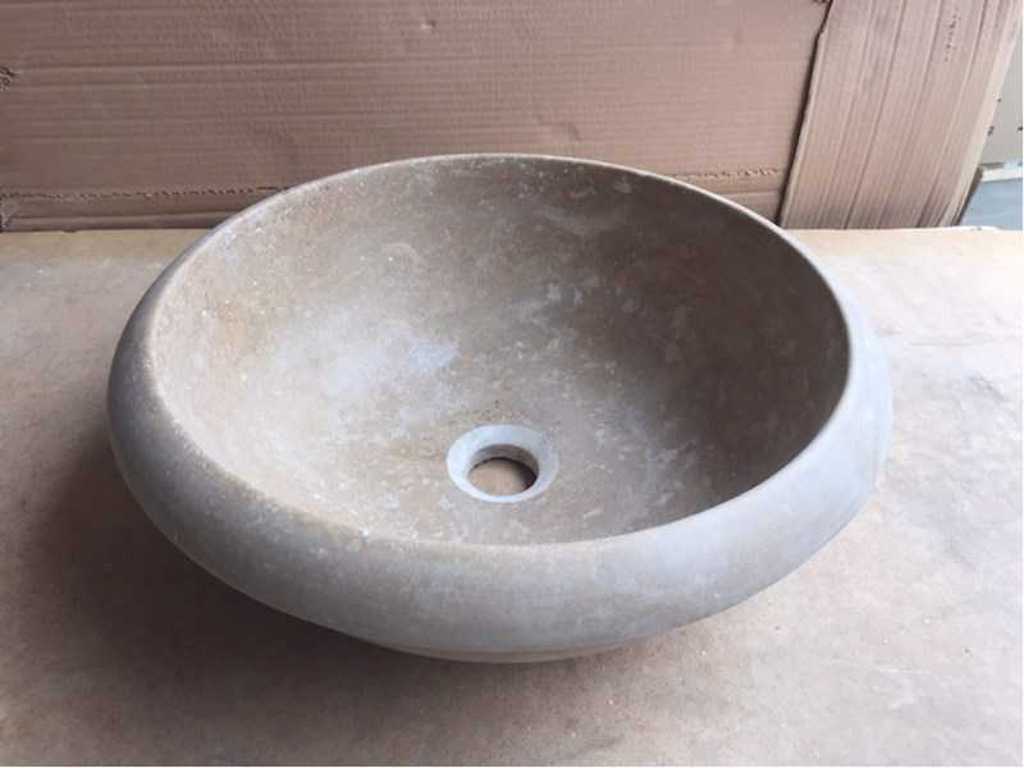 1 x Natural Stone Travertine Noce Washbasin 40.6x15 cm