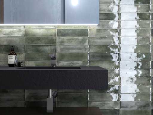 Carrelage mural 48m2 City Green brillant 7,5x30cm