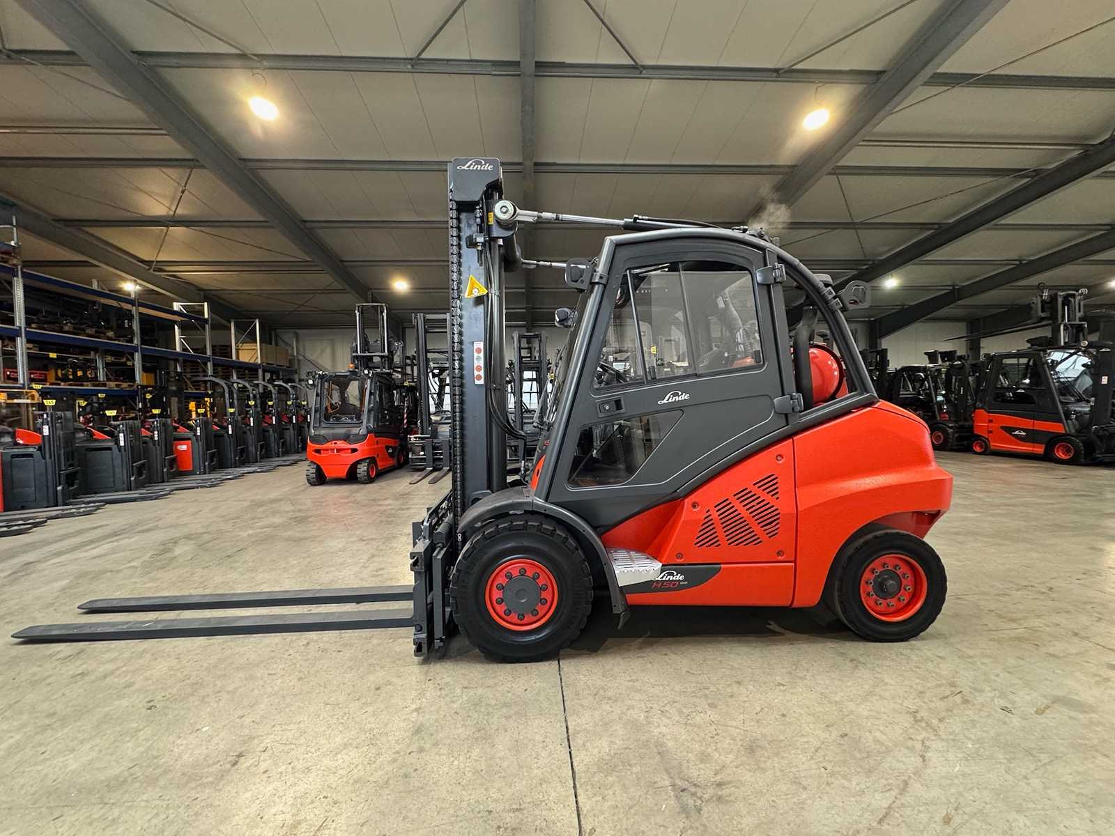 2019 Linde H50T EVO 5,000kg 3+4th Valve Fork Adjuster Gas Forklift Forklift 16,956 Hours