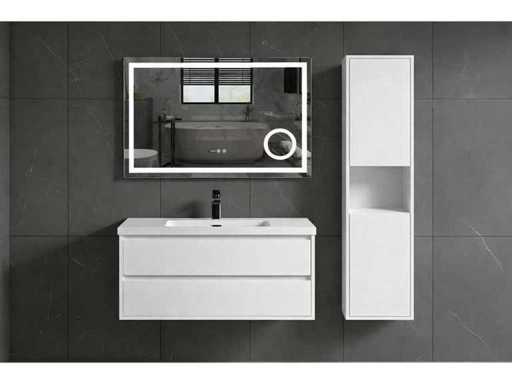 Set di mobili da bagno Mawialux 100cm con mobile da parete - bianco opaco