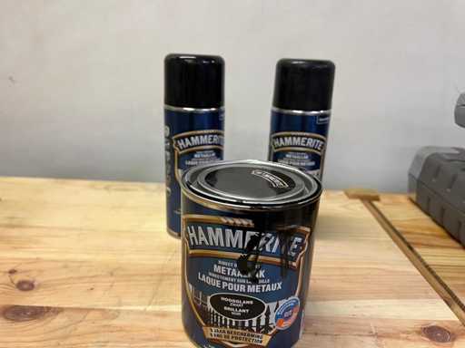 Vernice Metallica - Hammerite Vernice Metallica Nero Lucido (3x)