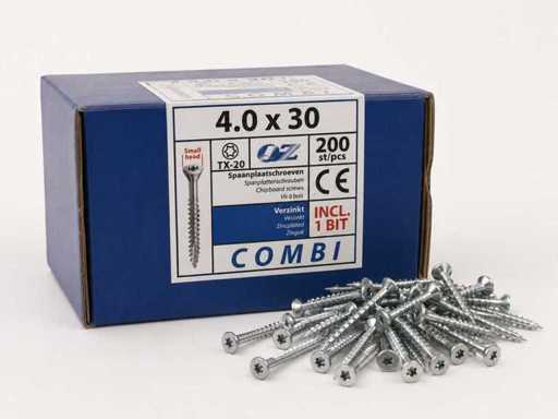 QZ - TX-20 - 4.0x30 - Chipboard screws - 200pack (120x)