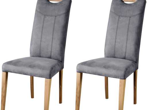 Eetkamerstoel, gestoffeerde stoel, massief eikenhouten frame - Set van 2 