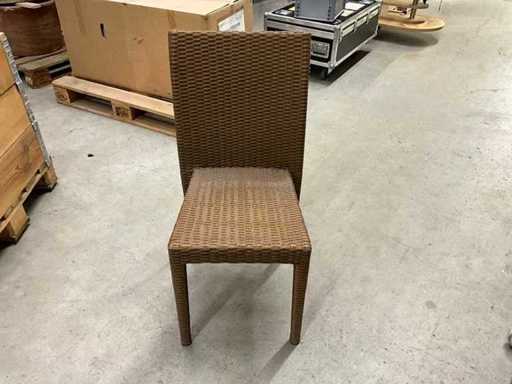 Sedie in rattan polietileno marrone medio, sedia stabile in buone condizioni in totale 7 pezzi