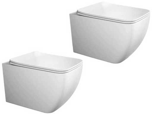 2x Mawialux built-in wall closet with toilet seat - Gloss white