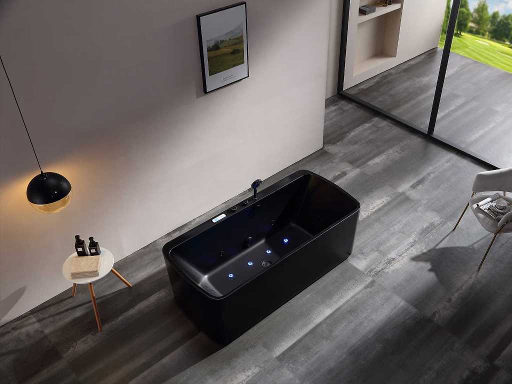 Freestanding massage bathtub (matt black or gloss white)