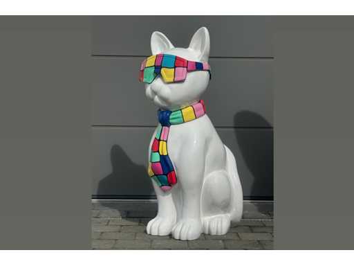 Cat / Kat met bril H120cm White Multi
