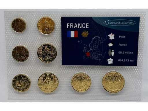 Ensemble de pièces luxembourgeois Euro-Gold-Collection – Plaqué or 24 carats - Limitation 10 000