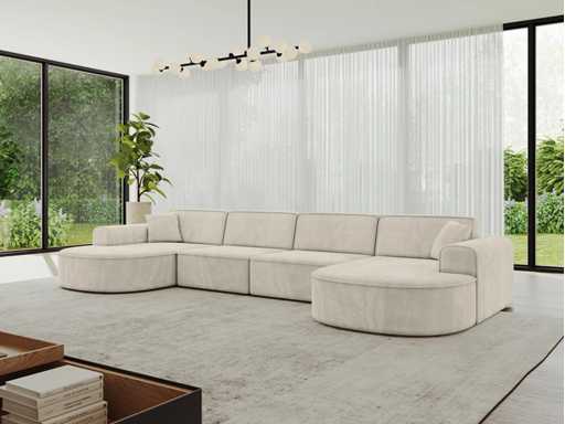 Canapé d'angle panoramique - velours beige