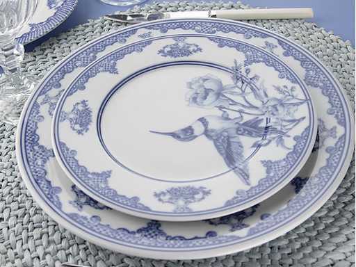 Dinner set (26 pieces) - Blue/White