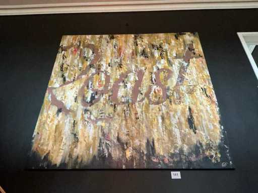 Olieverf op houten plaat Schilderij